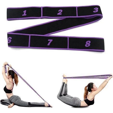 Sangle de Yoga, Band D'étirement de Yoga avec 8 Boucles, Band Elastique Sport, Yoga Stretch Bandes, Jambes Ceinture D'étirement des Ligaments, Sangle de Yoga Elastique pour Yoga, Fitness, Pilates