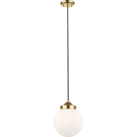 Zumaline RIANO Plafonnier suspendu Globe, or français, opale, 1x E27