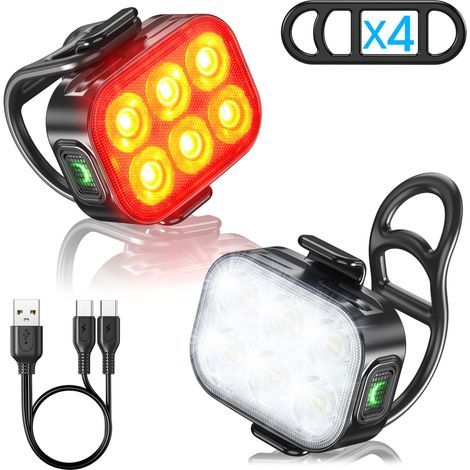 Luce nera per bicicletta con 2 indicatori di direzione impermeabili ricaricabili tramite USB, per caschi da mountain bike e bici da strada, Q5 (1/5)