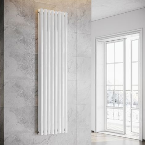 SONNI Radiador de Vertical Blanco Ovalado Radiador Centro Conexión Doble Capa 1800x475mm