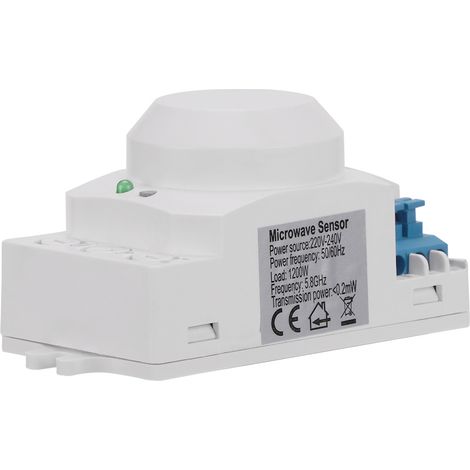 Interrupteur intelligent à détecteur de mouvement et de lumière à micro-ondes avec détection à 360°, 220-240 V (1/5)
