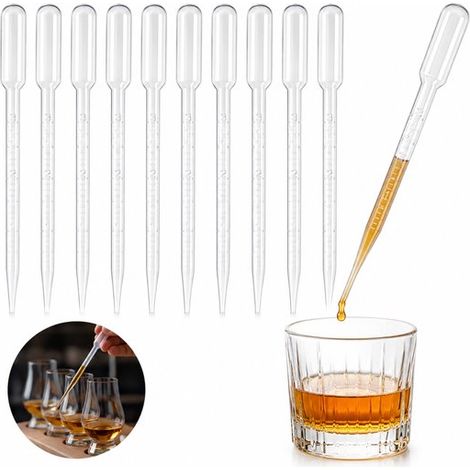 Lot de 10 pipettes graduées 3 ml - Pipettes doseuses en plastique - Pour whisky, huiles, parfum et loisirs créatifs (1/5)