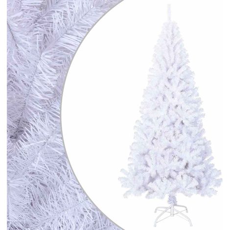 Sapin de Noël artificiel blanc 210 cm en PVC avec support en acier 1210 branches - PANGIVO (1/5)