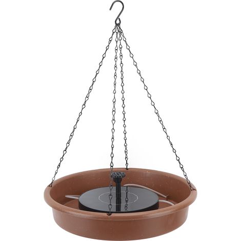 Bain d'oiseaux solaire avec pompe de fontaine, style suspendu, montage sur terrasse, bol en métal pour jardin extérieur, patio, cour. (1/5)
