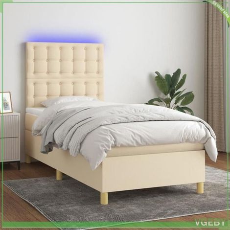 Sommier tapissier - 3135722 - 90x190 cm - Matelas 20 cm ressorts ensachés - Bande LED USB (1/5)