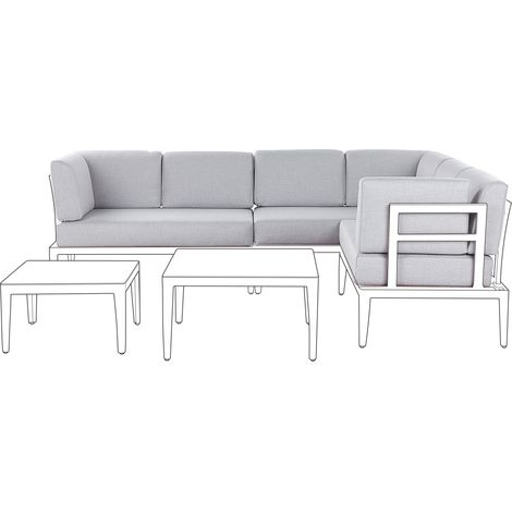 Conjunto de fundas de cojín de exterior para asiento y respaldo de sofá gris Rima III