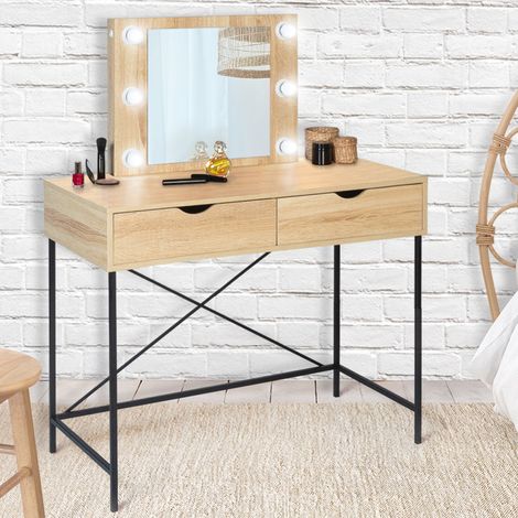 Mueble de tocador LOUISA de diseño industrial con espejo LED