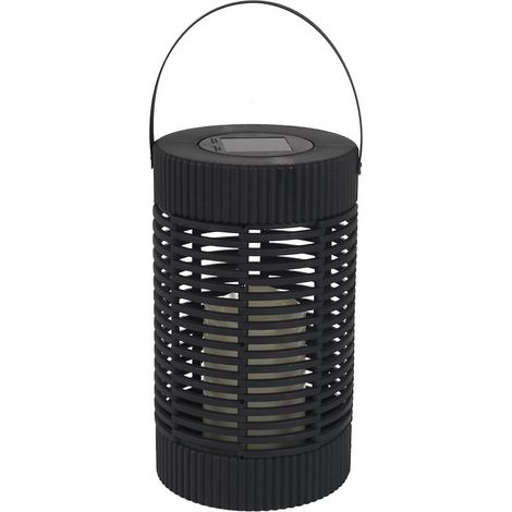 Lanterne solaire led effet bougie, en polypropylène noir avec anse (H23 cm)