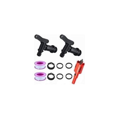 Kit de 2 robinets en plastique avec joints d’étanchéité pour citernes d’eau de pluie et réservoirs jardin (1/5)