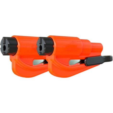 Llaveros de seguridad de coche, rompevidrios y cortador de cinturón de seguridad, martillo de emergencia (paquete de 2, naranja) (1/4)