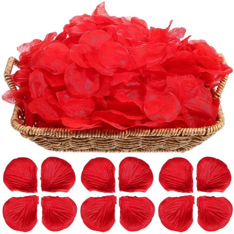2000 pétales de rose artificiels rouges, pétales de rose pour la Saint-Valentin, accessoires romantiques pour anniversaire-4.20X4.00X0.10CM (1/3)