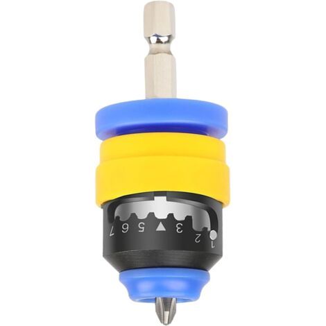 Schraubendreher-Bithalter mit 7-fach verstellbarem Tiefenanschlag für Schrauben – Magnetischer Adapter mit Sechskantbit zum Bohren, für Holzarbeiten und Heimwerkerprojekte.