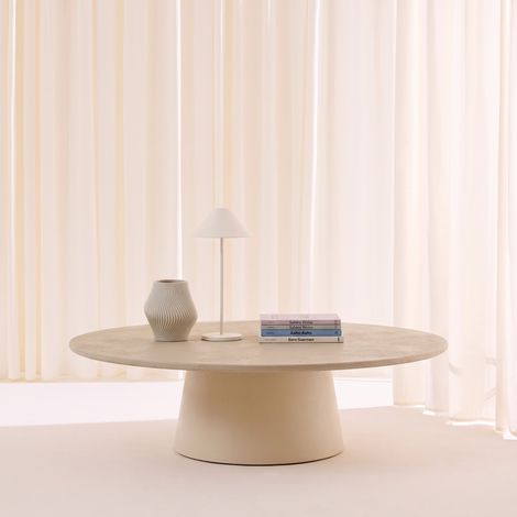 sweeek - Table basse ovale finition effet béton blanc - Nell