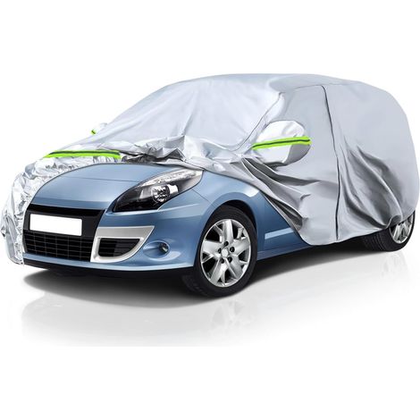 Bâche Voiture Exterieur Compatible avec 2003-2022 Scénic, Housse de Protection Voiture Extérieure avec Fermeture à Glissière, Serrure et Bandes Coupe-Vent avec Fermeture éclair de Porte Latérale, Imp (1/5)