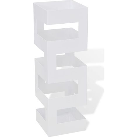 vidaXL Portaombrelli Bastoni Passeggio Quadrato Acciaio 48,5 cm Bianco