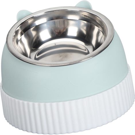 Gamelle surélevée pour chat, inclinée à 15°, antidérapante, en plastique, pour une alimentation lente. Deux gamelles pour chats et chiots, vert matcha. (1/5)