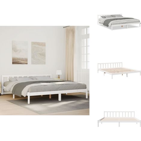 Massivholzbett Extra Lang ohne Matratze Weiß 180x210 Kieferholz - Bettgestell - Bettgestelle - Bettrahmen - Bett (1/5)