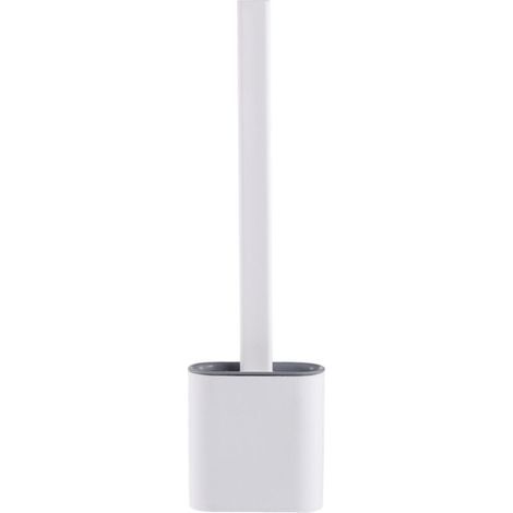 Brosse WC en silicone antibactérienne à séchage rapide – Tête souple pour nettoyage en profondeur – Manche long antidérapant – Crochets muraux inclus (1/5)