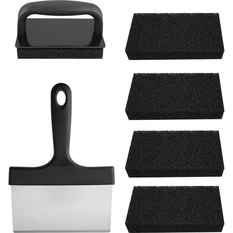 Brosse Barbecue Acier Inox + PP, Set Nettoyage 1 Pelle 5 Brosses 1 Manche, Surfaces Métalliques Multifonction (1/5)