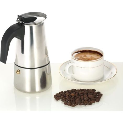 200ml Cafetière italienne à Piston en Acier Inoxydable 4 tasses pour poêle électrique (1/3)