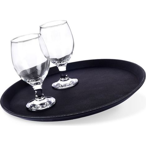 1 plateau kelnerska Vilde, antidérapant, plateau rond noir 35 cm, pour service en restauration ou à domicile (1/5)