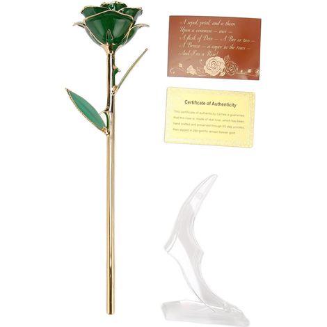 Rose trempée en Or 24 carats, Rose innovante préservée pour Toujours pour Thanksgiving, Anniversaire de Mariage, x de Saint-Valentin (1/5)
