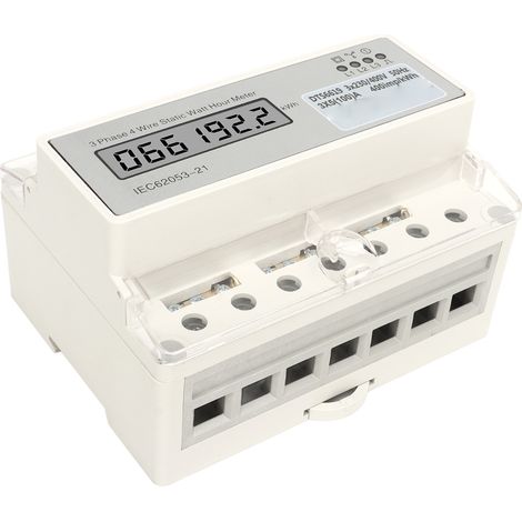 Elektrischer 3-Phasen-4-Leiter-Energiezähler mit Führungsschiene, LCD-Anzeige, 7-polig, AC 230 V – 400 V (1/5)