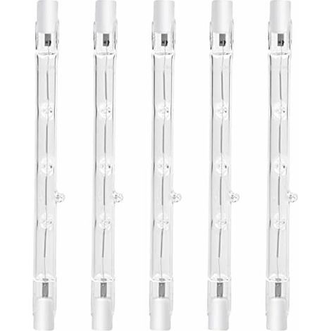 Bombilla halógena regulable tipo lápiz R7s de 100 W y 118 mm, luz blanca cálida de 2800 K, foco lineal R7s AC220-240 V para iluminación del hogar, trabajo, seguridad, alumbrado público, etc. (5 unidad (1/5)