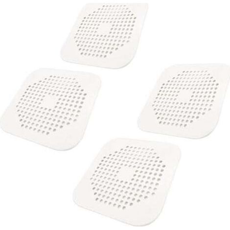 14.5cm Square Shower Tray Cover in Flexible TPR – Pack of 4 Flat Anti-Clogging Plugs, White (1/5)