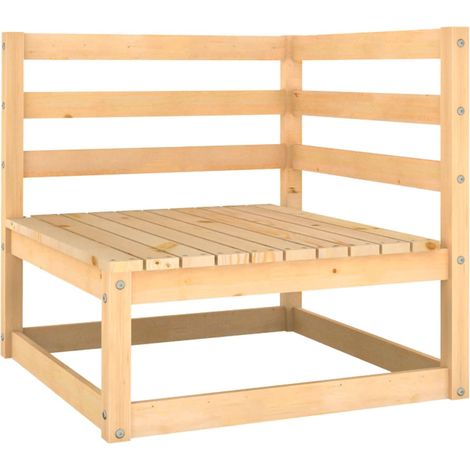 INLIFE Canapé d'angle de jardin avec coussins gris Bois de pin massif (1/5)