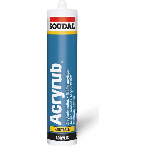 Soudal – Mastic acrylique blanc 310 ml – Pour joints à mouvement limité – Résiste de -20°C à +80°C – Peut être poncé et peint