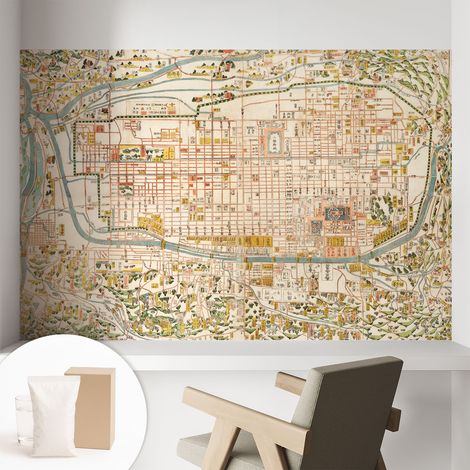 Papier peint intissé mural avec colle pour salon et chambre Décoration murale rapide - Colle incluse gratuite Carte ancienne 104x70 cm (1/5)