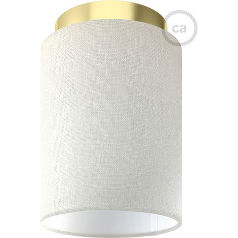 Fermaluce Metal con paralume Cilindro, lampada filomuro  Con lampadina - Ottone - Linone bianco lucido - Matter ON/OFF