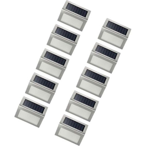 Lot de 10 lampes solaires LED étanches pour escaliers, terrasses, jardins et allées. (1/5)