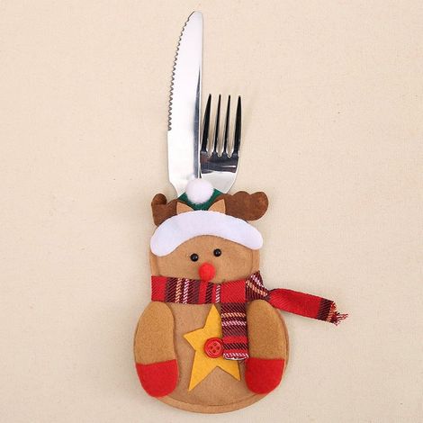 Support Pour Couverts Forme D Arbre De Noël - En Feutre Souple Et Lavable - Pour Fourchettes Couteaux Cuillères Baguettes - 4 Pièces (1/5)