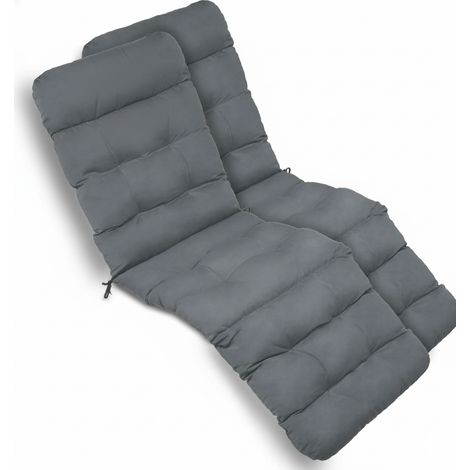 2X Bequeme Liegenauflage Deckchair, 200x50x8 cm, Grau