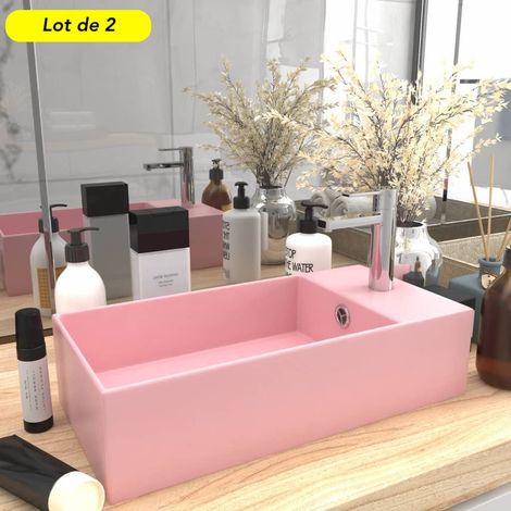 Lot de 2 Lavabos de Salle de Bain Chic & Moderne Rose. SANS Mitigeur (1/5)
