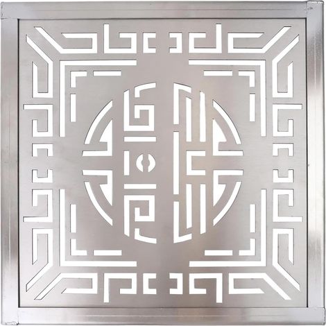 Grille d'évacuation d'eau de pluie en acier inoxydable 200 x 200 x 20 mm pour l'extérieur avec structure et aménagement paysager (1/5)