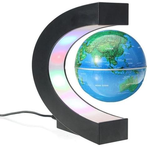 Créatif Globe Terrestre Lumineux Flottant Magnétique Lévitation Globe Lamp avec Lumières LED Sphère pour Démonstration Bleu (1/4)