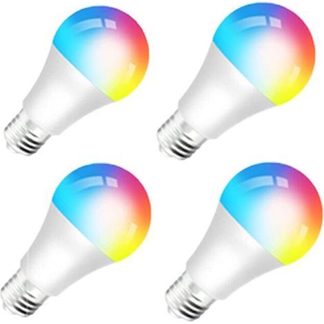 Lot de 4 Ampoules LED RGB Intelligentes, Wi-Fi, E27, 9W, 850lm, Commande Vocale, Compatible Amazon Alexa et Google Home, Lumière Colorée (1/5)