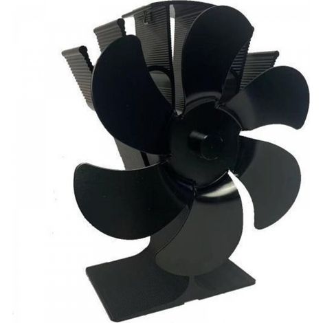 Ventilateur de cheminée à chauffage automatique, 6 pales, noir, grand débit d'air, idéal pour l'hiver (1/5)