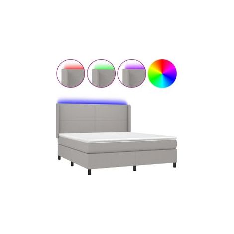 Sommier à lattes de lit matelas LED Gris clair 180x200 Tissu (1/5)