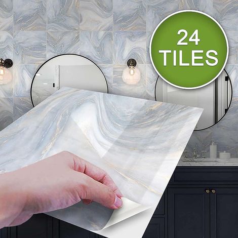 20 Pieces 20x20cm Autocollants Pour Carreaux Adhsive, Stickers Carrelage Auto-adhsif En Pvc Impermable, Stickerscarrelage Pour Salle De Bain Cui (1/5)