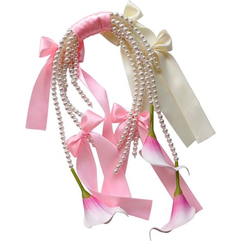 Bouquet da sposa realistico con calle artificiali bianche e catenina.