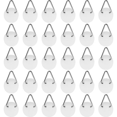 Pack of 30 Self-Adhesive Picture Hooks, Wall-Mounted Adhesive Hooks for Photo Frames, Strong Hangers 5kg Max, Easy Tool-Free Installation (Small Circle) (1/5)