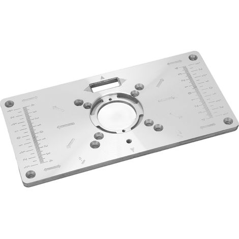 Plaque d'insertion en aluminium pour table de défonceuse, établi de menuisier, fraiseuse, machine à affleurer, 8 trous avec anneaux