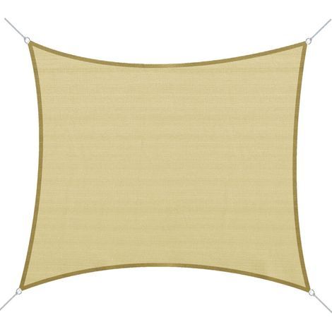 Rectangular shade sail, 2 x 3 meters, UV resistant, high density polyethylene, sand color. (1/5)