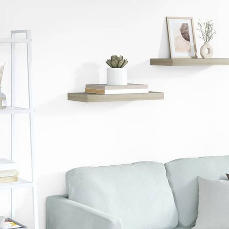 Étagère murale flottante, couleur chêne, 50 x 23 x 3,8 cm, MDF (1/5)