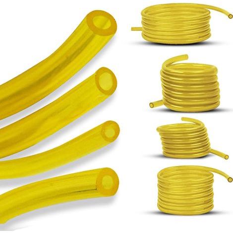 Tuyau d'essence en 4 tailles pour coupe-bordures, tronçonneuses, souffleurs, tondeuses à gazon et autres outils électriques à petits moteurs 2 temps Poulan, Craftsman, etc. - Jaune - Lot de 4 (1/5)