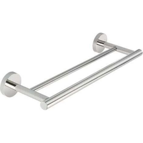 Porte-Serviettes de Salle de Bain Double Barres Anneau Porte Serviette Mural, Support Serviettes Chrome Poli en Acier Inoxydable SUS304 Fixé au Mur Longueur (1/4)